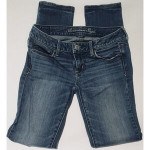 AMERICAN EAGLE OUTFITTERS SKINNY STRAIGHT DISTRESSED STRETCH WOMEN'S SZ 2 JEANS